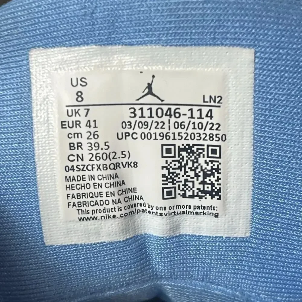 NIKE Air Jordan Dub Zero University of Blue White/Grey Sneaker 311046 114 Mens 8